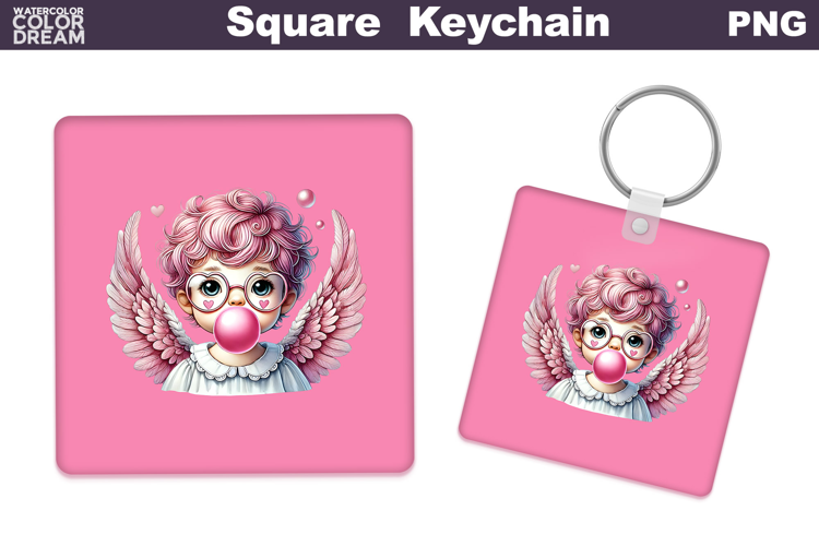 Valentine Square Keychain | Cupid Keychain Sublimation