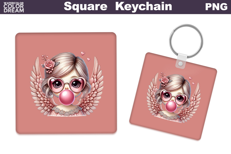 Valentine Square Keychain | Cupid Keychain Sublimation