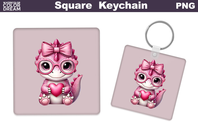Valentine Square Keychain | Highland Cow Keychain Sublimat example image 1