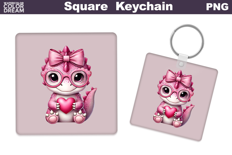 Valentine Square Keychain | Highland Cow Keychain Sublimat