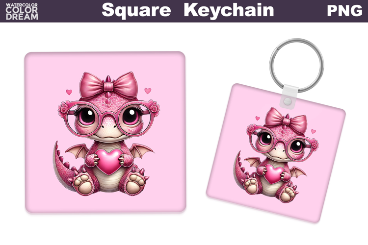 Valentine Square Keychain | Highland Cow Keychain Sublimat