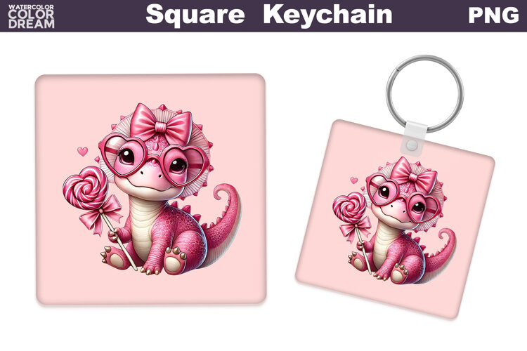 Valentine Square Keychain | Highland Cow Keychain Sublimat example image 1