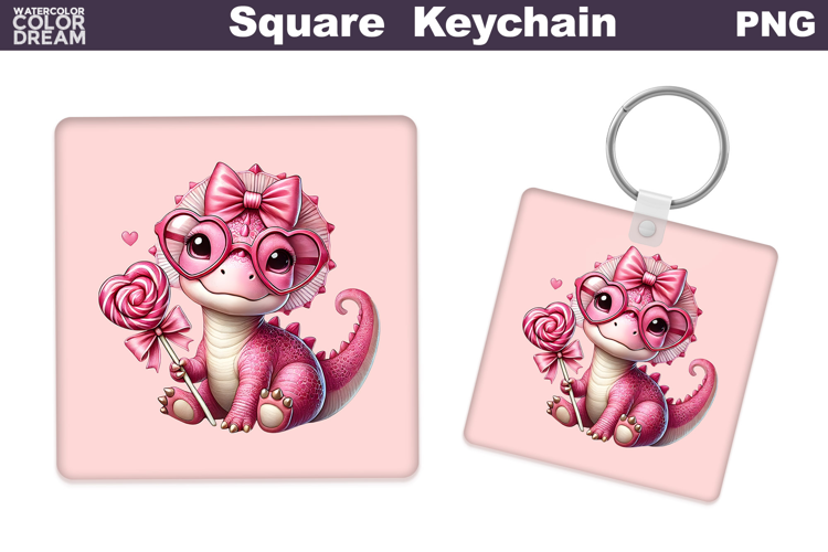 Valentine Square Keychain | Highland Cow Keychain Sublimat
