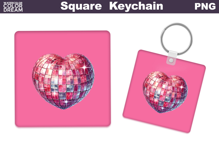 Valentine Square Keychain | Heart Keychain Sublimation