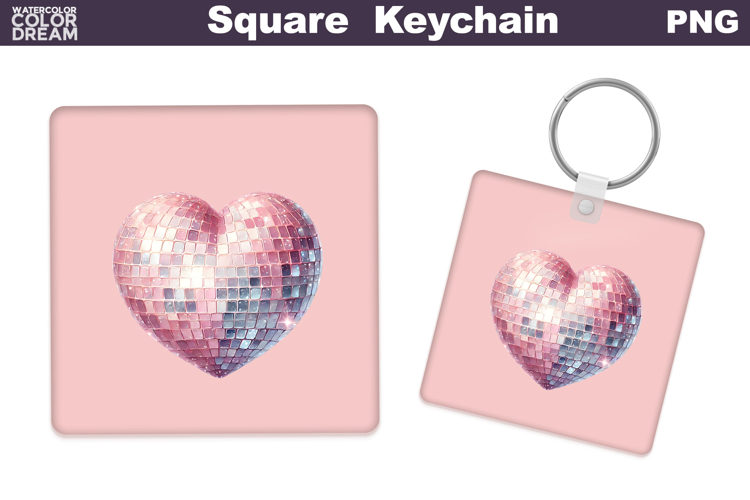 Valentine Square Keychain | Heart Keychain Sublimation