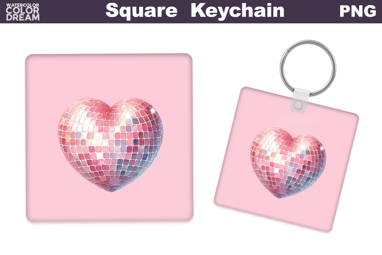 Valentine Square Keychain | Heart Keychain Sublimation
