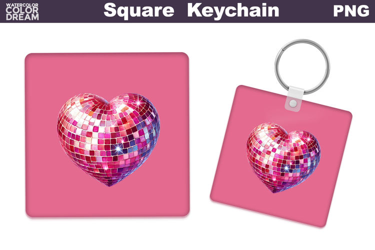 Valentine Square Keychain | Heart Keychain Sublimation