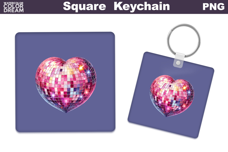 Valentine Square Keychain | Heart Keychain Sublimation