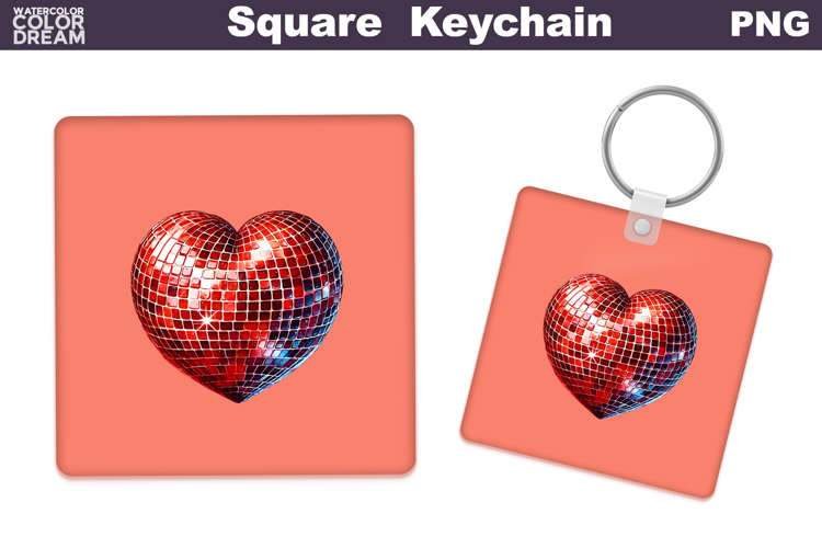 Valentine Square Keychain | Heart Keychain Sublimation