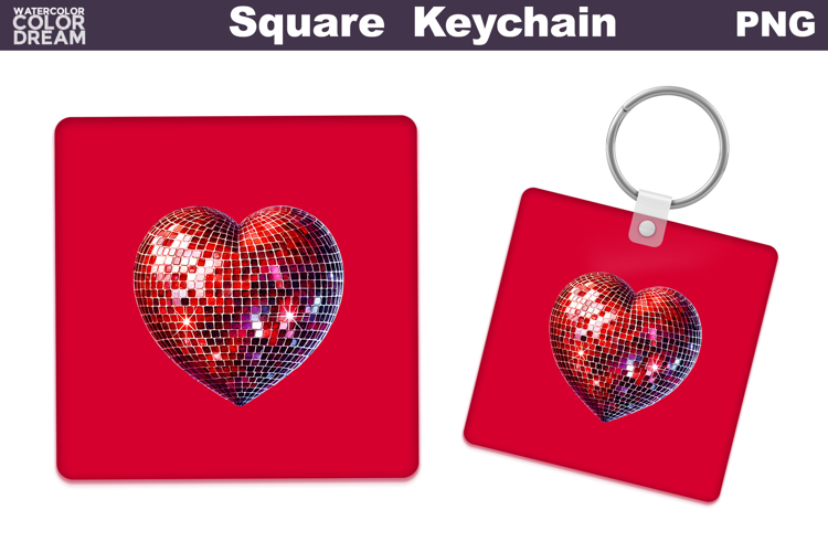 Valentine Square Keychain | Heart Keychain Sublimation