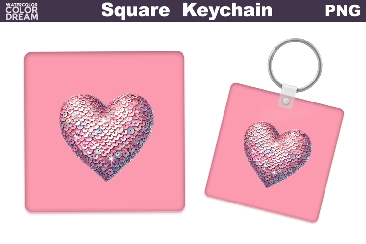 Valentine Square Keychain | Heart Keychain Sublimation