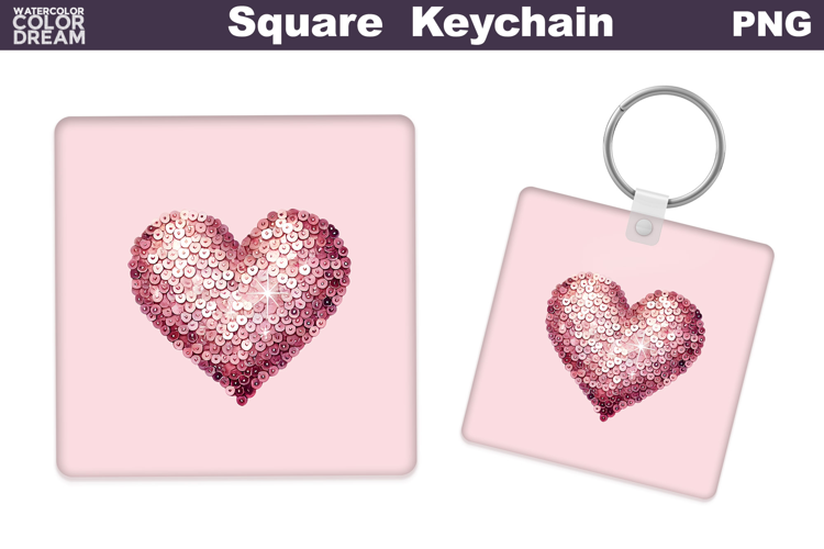 Valentine Square Keychain | Heart Keychain Sublimation