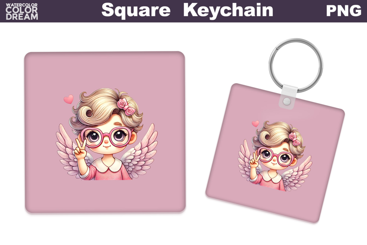 Valentine Square Keychain | Cupid Keychain Sublimation