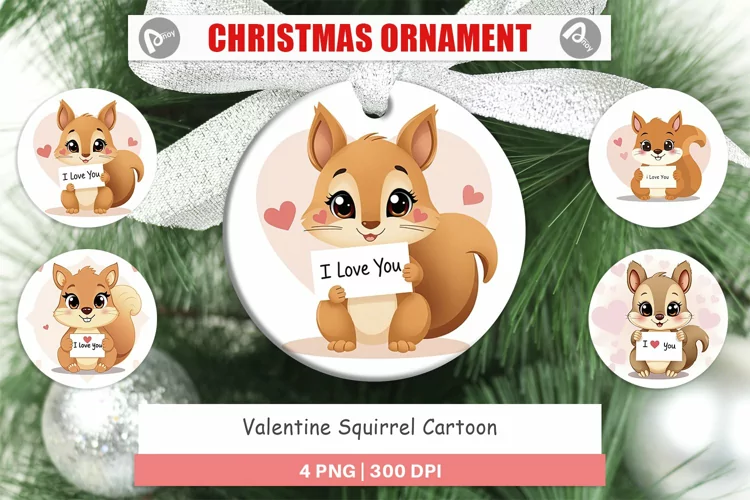 Christmas Ornaments Valentine Squirrel Cartoon