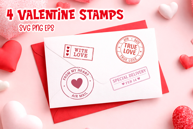 Vintage Valentine Mail Stamps SVG | Love Postal Designs