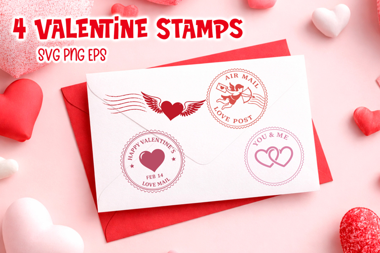 Vintage Valentine Mail Stamps SVG | Love Postal Designs