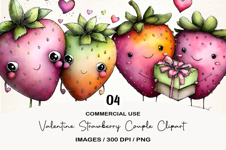 Valentine Strawberry Couple Clipart