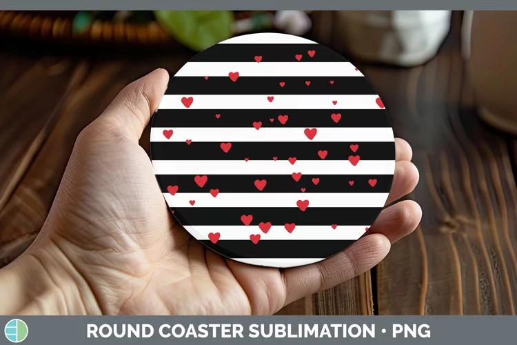 Valentine Stripes Round Coaster Sublimation Coaster Designs