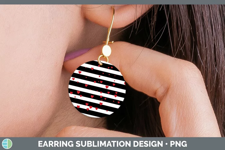 Valentine Stripes Round Earrings Sublimation Earrings Design