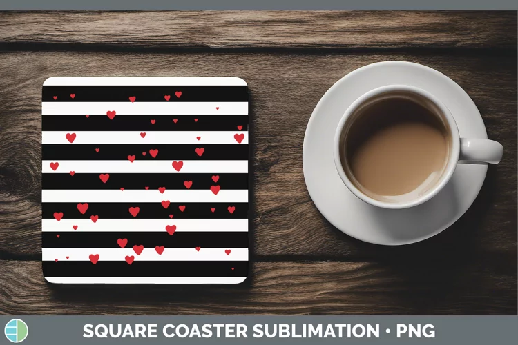 Valentine Stripes Square Coaster Sublimation Coaster Designs