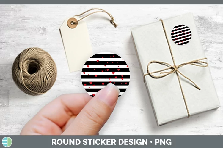 Valentine Stripes Stickers | Round Labels Designs