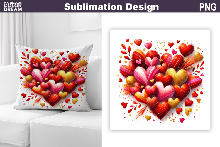 Valentine Heart Sublimation | Valentines Day Pillow
