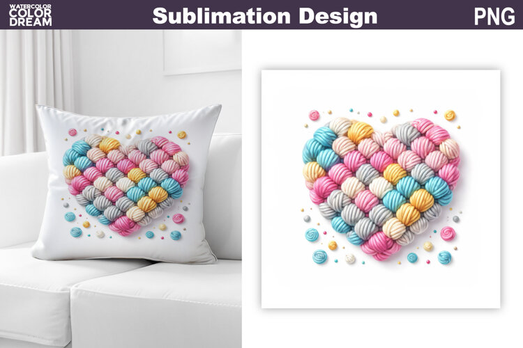Valentine Heart Sublimation | Valentines Day Pillow example image 1