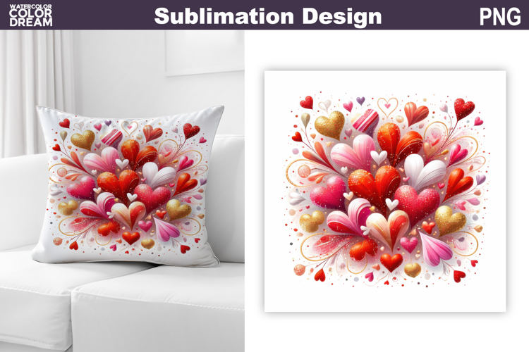 Valentine Heart Sublimation | Valentines Day Pillow