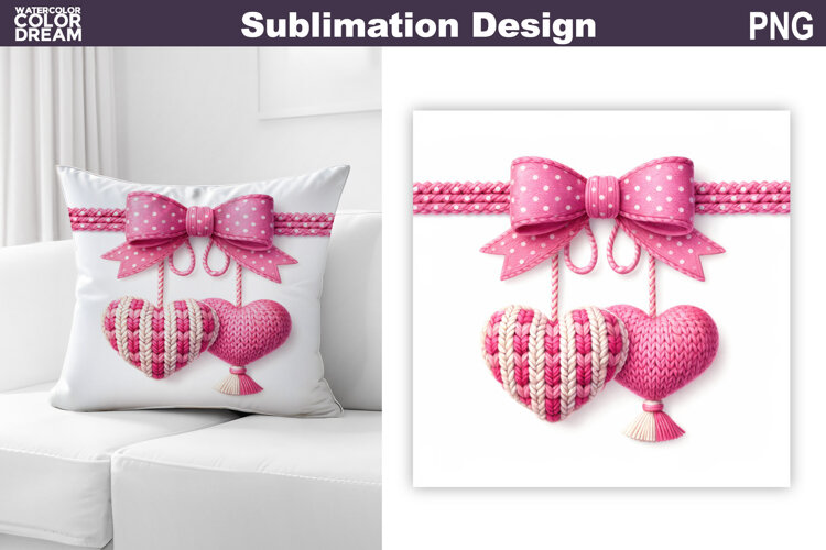 Valentine Heart Sublimation | Valentines Day Pillow example image 1