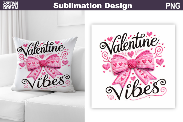 Valentine Bow Heart Sublimation | Valentines Day Pillow
