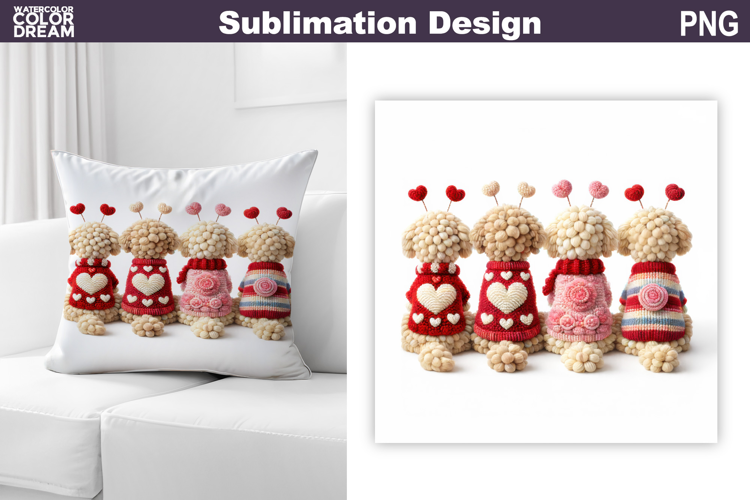 Valentine Dogs Sublimation | Valentines Day Pillow