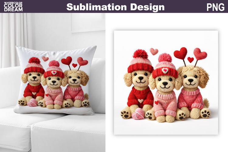 Valentine Dogs Sublimation | Valentines Day Pillow