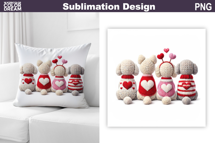 Valentine Dogs Sublimation | Valentines Day Pillow
