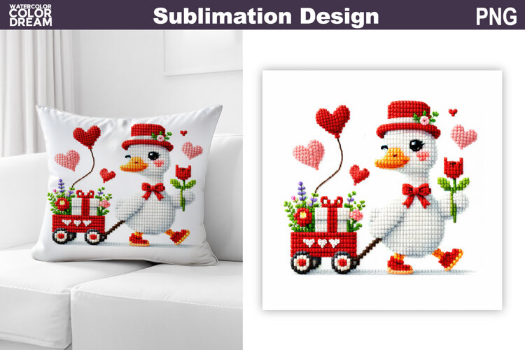 Valentine Silly Goose Sublimation | Valentines Day Pillow example image 1