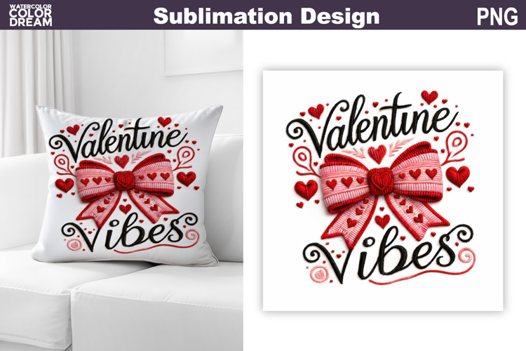 Valentine Bow Heart Sublimation | Valentines Day Pillow