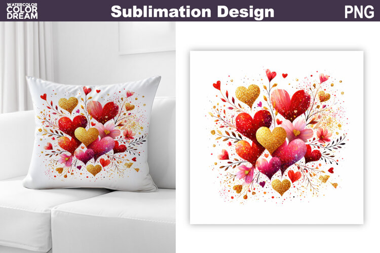 Valentine Heart Sublimation | Valentines Day Pillow example image 1