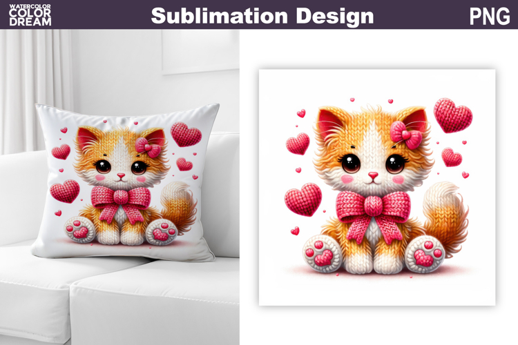 Cats Heart Valentine Sublimation | Valentines Day Pillow