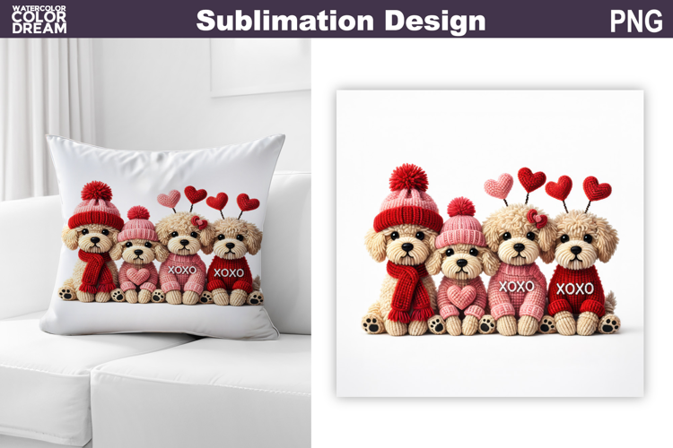 Valentine Dogs Sublimation | Valentines Day Pillow