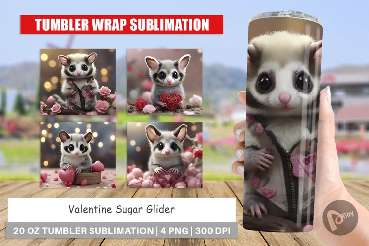 Tumbler Sublimation Wrap Valentine Sugar Glider