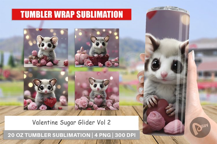 Tumbler Sublimation Wrap Valentine Sugar Glider