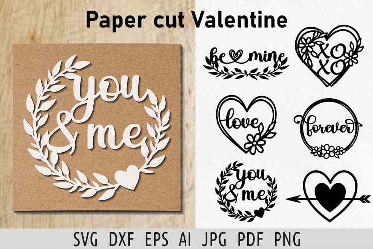 Valentine gift svg Valentine wreath svg paper cut Love heart