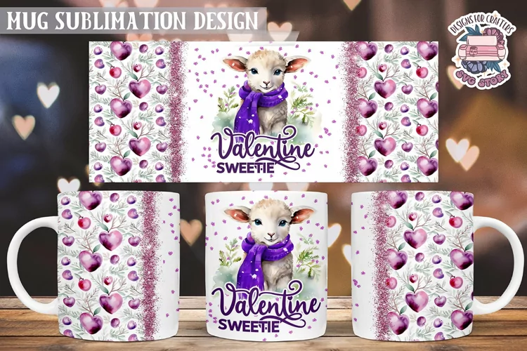 Valentine Mug Wrap Sublimation Valentine sweetie quote Love