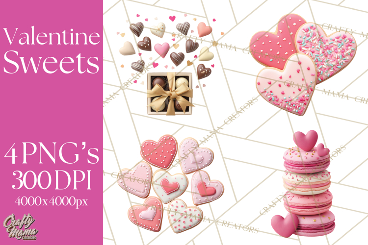 Valentine Sweet Treats Clipart PNG Cupcakes Cookie Chocolate