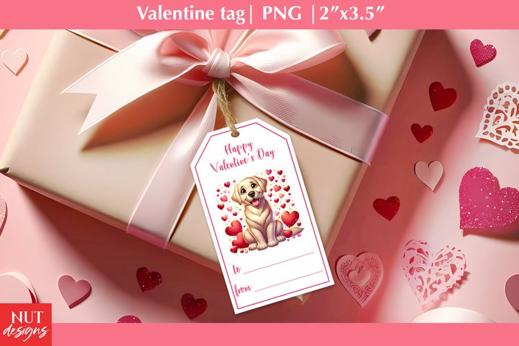 Dog Valentine tags. Loving Labrador Printable Gift tag example image 1