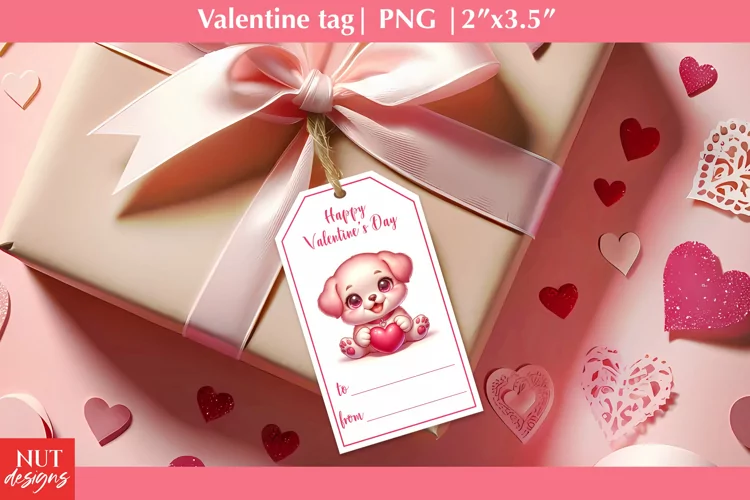 Printable Valentine tags. Valentine dog name tag png