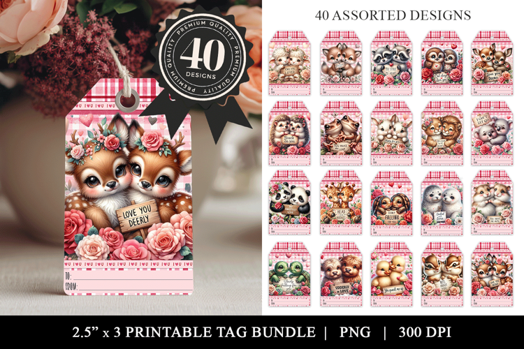 Bestselling Valentine Printable Gift Tag Bundle | 40 Designs