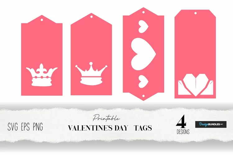 Valentine tags printaple and cut files