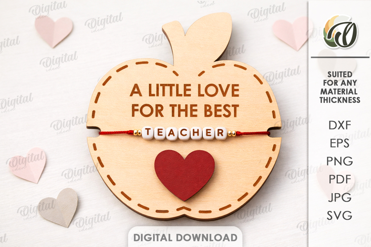 Valentine Teacher Appreciation Lasercut. Bracelet Holder SVG