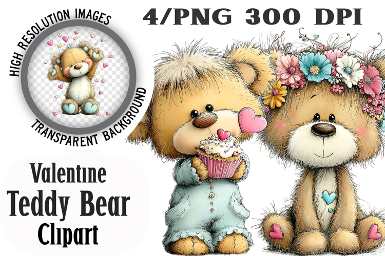 Valentine Teddy Bear Clipart PNG