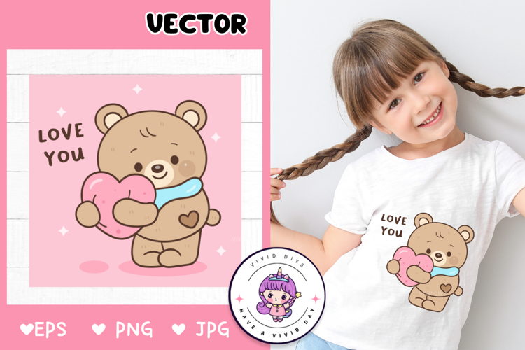 Valentine teddy bear clipart Lovely animals kawaii cartoon
